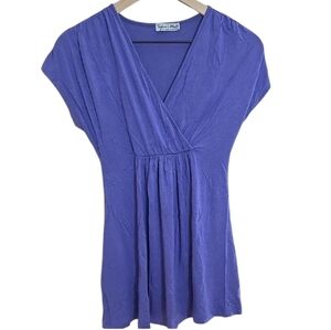 Sylvie & Mado Shirt Short Sleeve Tunic Top Purple Medium